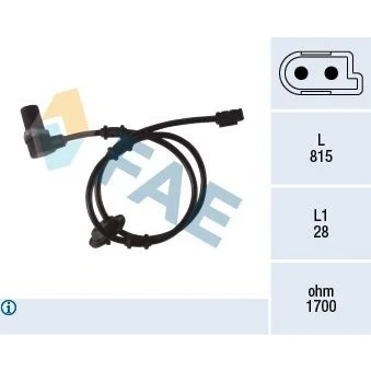Imagem de FAE 78075 Sensor de ABS Eixo traseiro direito inductivo 2pólos 815mm MERCEDES BENZ: Classe E Sedan