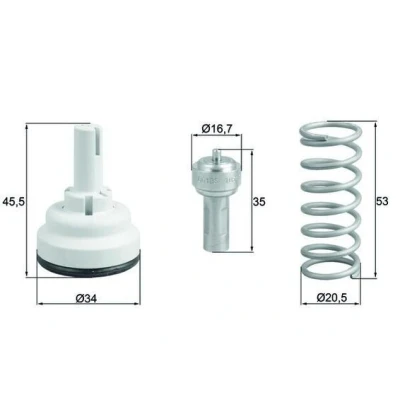 Imagem de MAHLE ORIGINAL TX 182 105D Termóstato, líquido de refrigeração 105 34 com junta VOLKSWAGEN: Golf 5, Polo IV Hatchback, Plus / Crossgolf