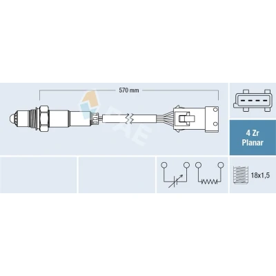 Imagem de FAE 77240 Sonda lambda CITROËN: Saxo Hatchback, C5 I C3 PEUGEOT: 206 207 106 II Hatchback
