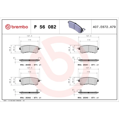 Imagem de BREMBO P 56 082 Jogo de pastilhas para travão disco com avisador sonoro desgaste sem acessórios