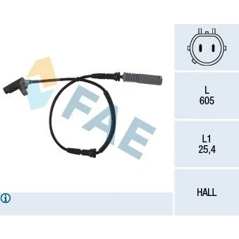 Imagem de FAE 78042 Sensor de ABS Eixo dianteiro Hall 2pólos 605mm BMW: 7
