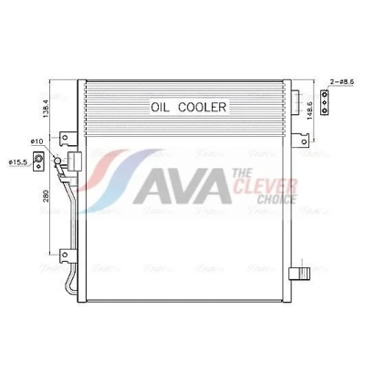 Imagem de AVA COOLING SYSTEMS JE5091 Condensador sem secador 15,5mm Alumínio 490mm R134a
