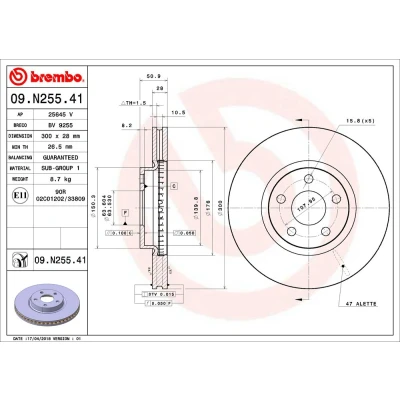 Imagem de BREMBO Disco de travão FORD: S Max Mk2 300mm 28mm 5 interior ventilado revestido 09.N255.41 1877785,E1GC1125AB,E1GC1125AC Discos