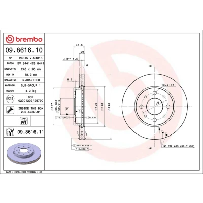 Imagem de Discos travão (2) brembo 09.8616.10