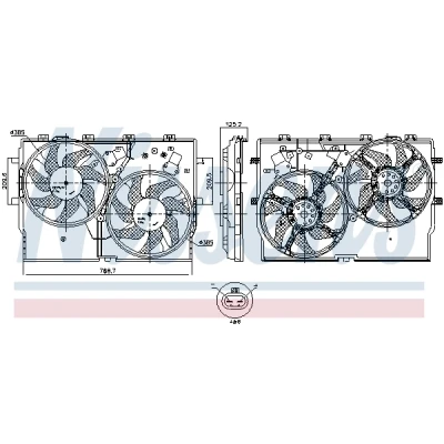 Imagem de NISSENS 850001 ventilador de radiador 385mm 12V com estrutura do (caixilho), sem resistência módulo comando