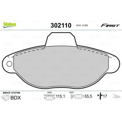 Imagem de VALEO 302110 Jogo de pastilhas para travão disco FIRST Eixo dianteiro excl. contacto aviso desgaste sem chapa anti ruído FIAT: Cinquecento