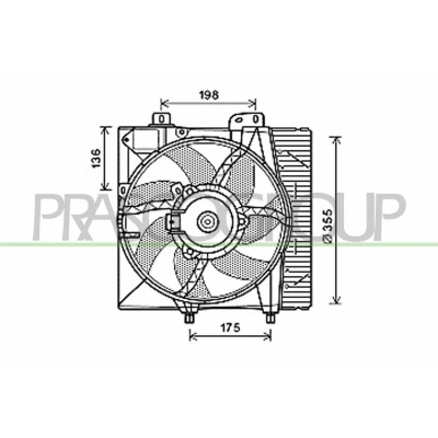 Imagem de PRASCO CI304F004 ventilador de radiador 355 90 100 com estrutura do (caixilho) CITROËN: C3 I Hatchback, C2 Hatchback