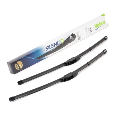 Imagem de Escova do limpa vidros Valeo Silencio X.trm, Flat Blade Set 574466 à frente Sem armação Fixação por ganchos RENAULT: Kangoo II Express