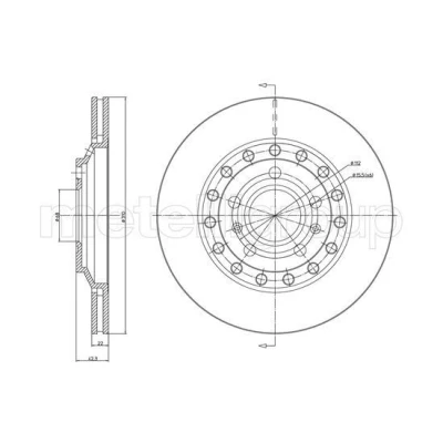 Imagem de METELLI Disco de travão AUDI: A8 D3 310,0mm 22,0mm 5 68,0mm ventilado pintado 23 1121C 3D0615601D,4E0615601A,4E0615601K Discos