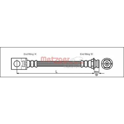 Imagem de METZGER 4113524 Mangueira de Travão 347 3/8&quot; 24 JEEP: Cherokee II