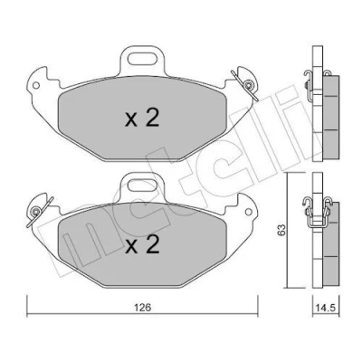 Imagem de METELLI 22 0634 0 Jogo de pastilhas para travão disco excl. contacto aviso desgaste RENAULT: LAGUNA 1, 1 Grandtour