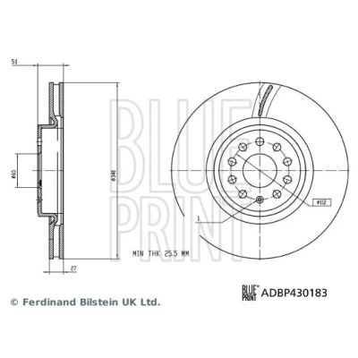 Imagem de BLUE PRINT Disco de travão VOLKSWAGEN: ID.4 Eixo dianteiro 340mm 27mm 5furos 112mm interior ventilado ADBP430183 Discos