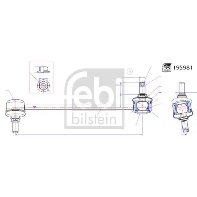 Imagem de FEBI BILSTEIN 195981 barra / escora, estabilizadora Eixo dianteiro, lado direito 230mm M10 x 1,25 com porcas Aço