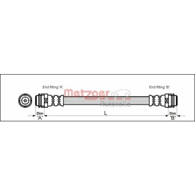 Imagem de METZGER 4114798 Mangueira de Travão interior 146 F10 x 1 SEAT: Ibiza 4 Sportcoupe, 2, 3, VOLKSWAGEN: Golf 4, Bora Sedan, Polo IV Hatchback