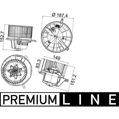 Imagem de MAHLE ORIGINAL AB 148 000P Ventilador do Habitáculo para veículos com/sem ar condicionado veículo com volante à esquerda sem regulador integrado