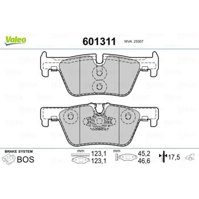 Imagem de VALEO 601311 Jogo de pastilhas para travão disco Eixo traseiro excl. contacto aviso desgaste com chapa anti ruído BMW: 3 Touring, 1 Hatchback