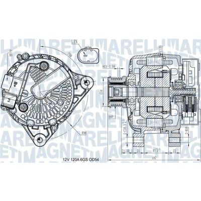 Imagem de MAGNETI MARELLI 063731545910 Alternador 12V 120A FORD: FOCUS 3 Turnier, Transit Courier Van