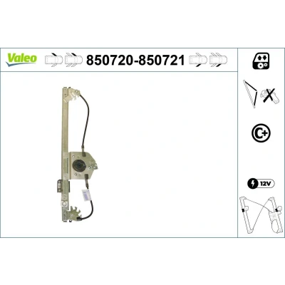 Imagem de Valeo Elevador de vidro à frente, lado esquerdo elétrico sem motor com função conforto 850720 CITROËN: C3 II, I Hatchback