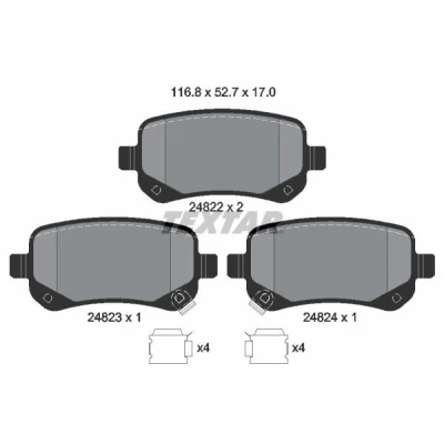 Imagem de TEXTAR 2482201 Jogo de pastilhas para travão disco com avisador sonoro desgaste acessórios DODGE: Journey MPV, FIAT: Freemont