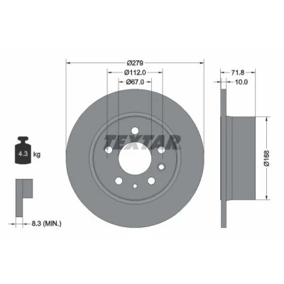 Imagem de TEXTAR 92032600 Disco de travão 279 10 05/07 112 cheio sem pernos fixação da roda, cubo roda MERCEDES BENZ: W123 Sedan, /8 Sedan