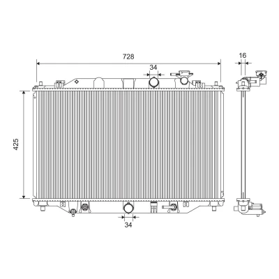 Imagem de VALEO 701392 Radiador, arrefecimento do motor Alumínio 425mm 728mm 16mm sem regulador líquido de refrigeração Aletas soldadas