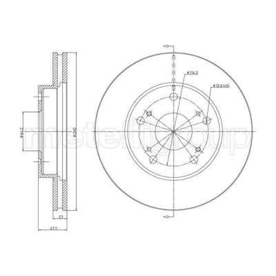 Imagem de METELLI Disco de travão HONDA: CIVIC 7 Hatchback 260,0mm 23,2mm 5 ventilado 23 1635C Discos