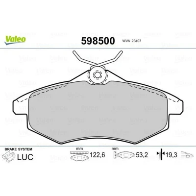 Imagem de VALEO 598500 Jogo de pastilhas para travão disco Eixo dianteiro excl. contacto aviso desgaste sem chapa anti ruído CITROËN: C2 Hatchback