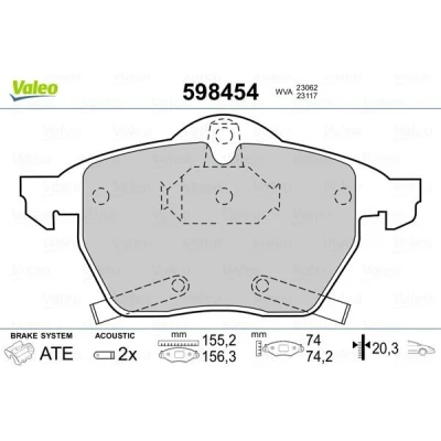 Imagem de VALEO 598454 Jogo de pastilhas para travão disco Eixo dianteiro incl. contacto aviso desgaste sem chapa anti ruído OPEL: Astra H Hatchback