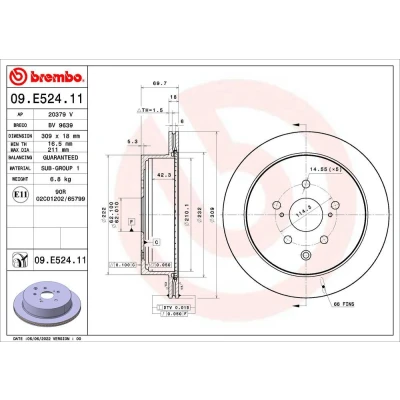 Imagem de BREMBO Disco de travão LEXUS: RX III 309mm 18mm 5 interior ventilado revestido 09.E524.11 4243148080 Discos