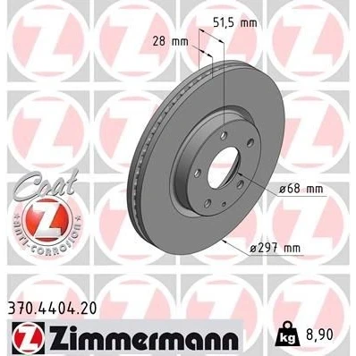 Imagem de ZIMMERMANN 370.4404.20 Disco de travão 297 28 6/5 5 114 interior ventilado revestido MAZDA: 6 Carrinha, Sedan