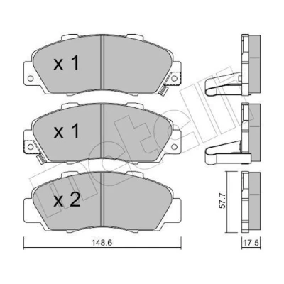 Imagem de METELLI 22 0298 0 Jogo de pastilhas para travão disco com avisador sonoro desgaste HONDA: CIVIC 6 Aerodeck, Accord Limousine, Integra II Coupe