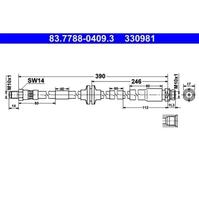 Imagem de ATE 83.7788 0409.3 Mangueira de Travão 410 M10x1 FORD: Focus 2