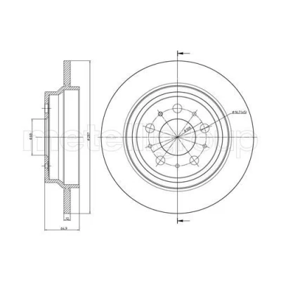 Imagem de METELLI Disco de travão VOLVO: S60 I, V70 2, S80 I 288,0mm 12,0mm 5 68,0mm cheio pintado 23 0562C 9434167,94341674 Discos