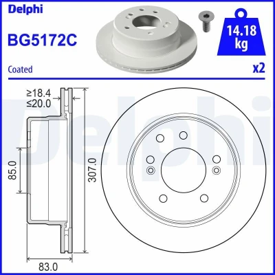 Imagem de Disco de travão DELPHI BG5172C voltar/ventilado/1 peça