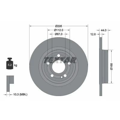 Imagem de TEXTAR 92323203 Disco de travão 295 12 05/06 112 cheio revestido sem pernos fixação da roda, cubo roda MERCEDES BENZ: Classe A Sedan