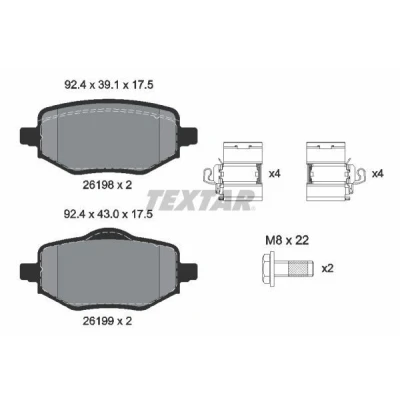 Imagem de TEXTAR 2619801 Jogo de pastilhas para travão disco PEUGEOT: 2008 II, 208 II Hatchback, OPEL: Corsa F CITROËN: C4 III Hatchback