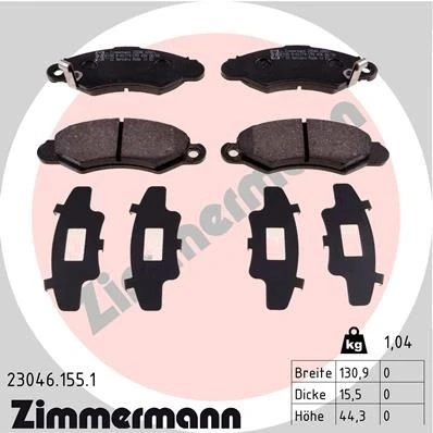 Imagem de ZIMMERMANN 23046.155.1 Jogo de pastilhas para travão disco com avisador sonoro desgaste A imagem corresponde ao volume fornecimento