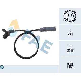 Imagem de FAE 78017 Sensor de ABS Eixo traseiro inductivo 2 790 BMW: 3 Sedan, Touring