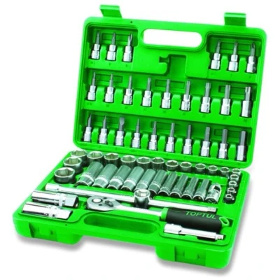 Imagem de TOPTUL GCAI6001 Conjunto de soquete 60 Fenda em cruz (PH), Sextavado, Pozidriv (PZ), Torx, 3/8 com roquete