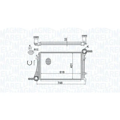 Imagem de MAGNETI MARELLI 351319204240 Intercooler AUDI: A3 Hatchback, Sportback, VOLKSWAGEN: Golf 5, Touran I, Passat B6 Sedan, SKODA: Superb II Hatchback