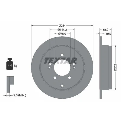 Imagem de TEXTAR PRO 92271003 Disco de travão 284 10 05/08 114,3 cheio revestido sem pernos fixação da roda, cubo roda