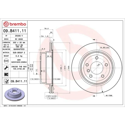 Imagem de BREMBO COATED DISC LINE 09.B411.11 Disco de travão 300 20 5 interior ventilado revestido alto carbono com parafusos BMW: 1 Coupe, Cabrio