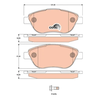 Imagem de TRW COTEC GDB1750 Jogo de pastilhas para travão disco FIAT: 500 Hatchback, Doblo I Cargo, C Cabrio, ABARTH: / 595 695 Hatchback