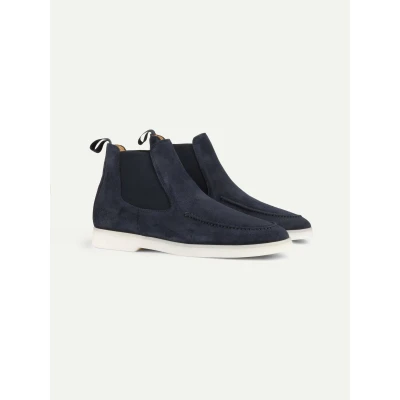 Imagem de City Chelsea Boots Blue Azul Suède Tamanho 40 Homem Aurélien Italian Handmade Estilo mediterrânico &amp; luxo exclusivo e tranquilo