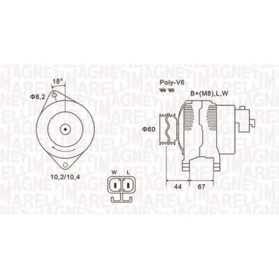 Imagem de MAGNETI MARELLI 063731526010 Alternador 14V 70A OPEL: Combo C Van / Carrinha, Corsa С Van, Astra G CC