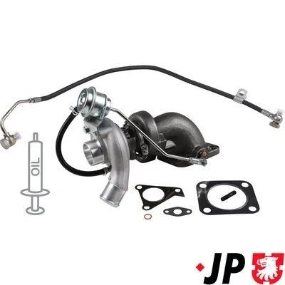 Imagem de JP GROUP 1517800410 Turbocompressor accionado pelos gases de escape incl. Kit juntas, com tubo entrada óleo