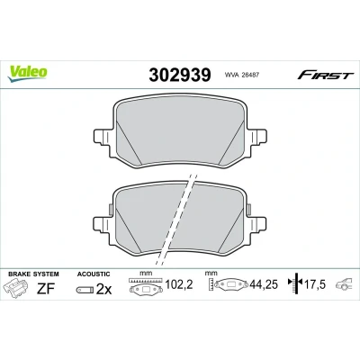 Imagem de VALEO 302939 Jogo de pastilhas para travão disco Eixo traseiro incl. contacto aviso desgaste sem parafusos, com chapa anti ruído