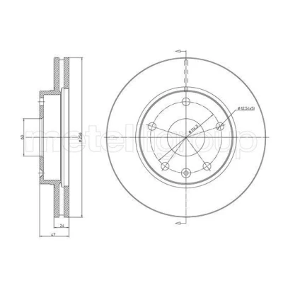 Imagem de METELLI Disco de travão 256,0mm 24,0mm 5 60,0mm ventilado 23 1137 96238673 Discos