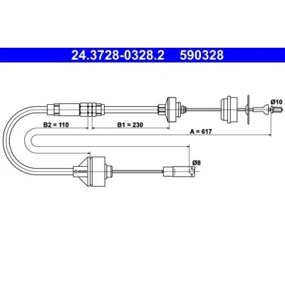 Imagem de ATE 24.3728 0328.2 Cabo de Embreagem com afinação manual PEUGEOT: Partner I Van, Origin CITROËN: Berlingo / First Van
