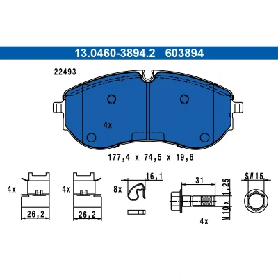 Imagem de ATE 13.0460 3894.2 Jogo de pastilhas para travão disco VOLKSWAGEN: Crafter Van